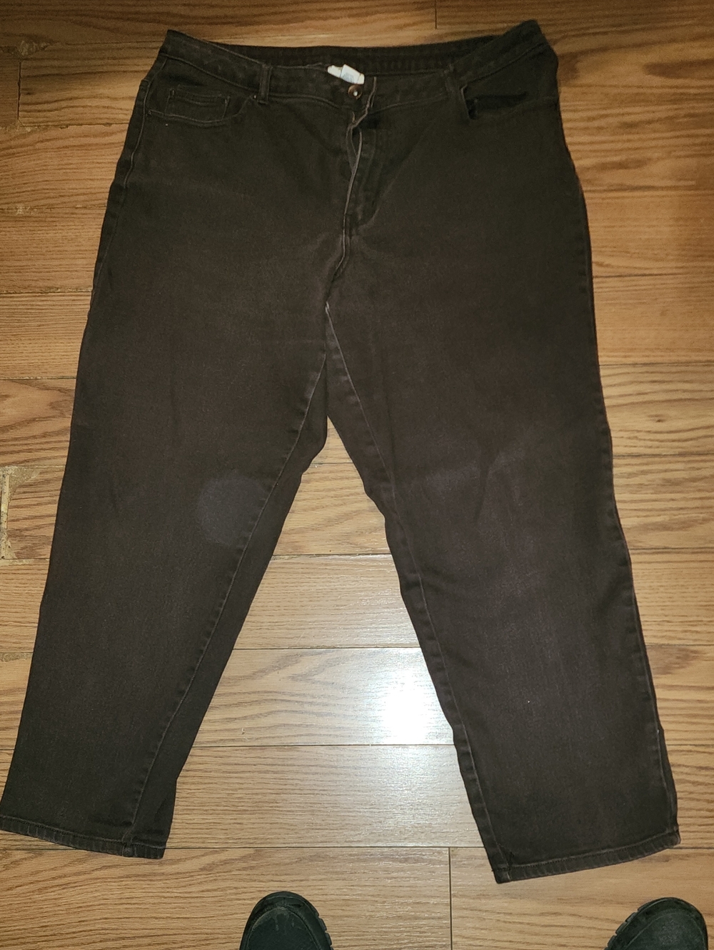 Essentials Women's Cropped Straight Jeans in Dark Brown